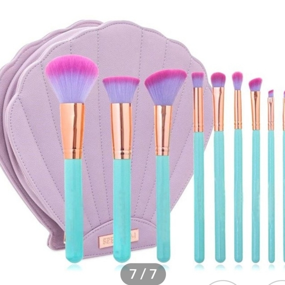 10 piece Makeup Brush Set wMermaid Organizer Case - Picture 12 of 16
